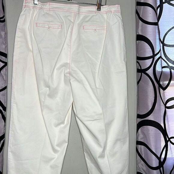 Cappagallo white cotton blend pants with hot pink trim size 16 - Picture 7 of 10